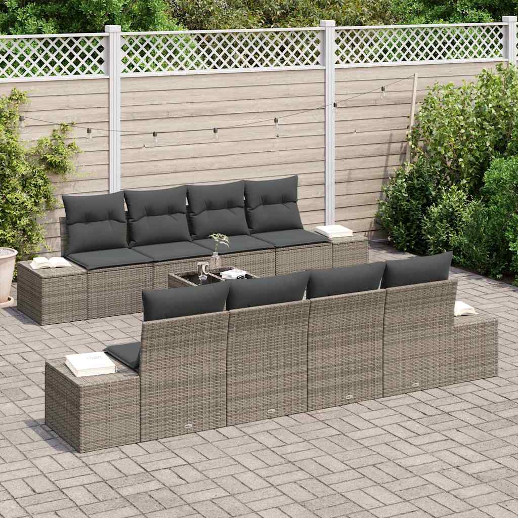 Set Divano da Giardino con cuscino 7 pcs Grigio 55 x 55 x 37 cm - homemem39