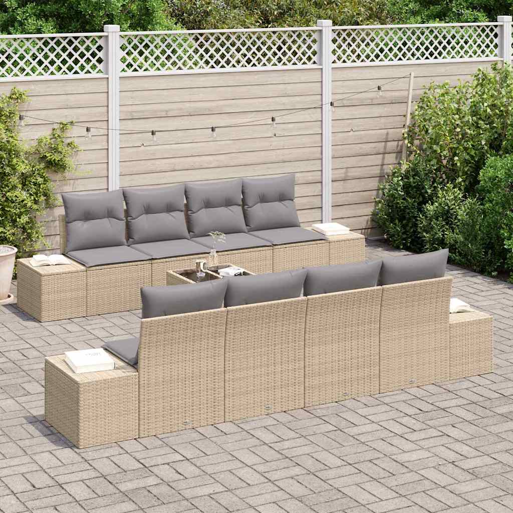 Set Divano da Giardino 7 pcs Beige e grigio 55 x 55 x 37 cm - homemem39