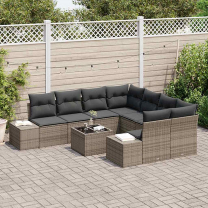 Set Divano da Giardino con cuscino 9 pcs Grigio 55 x 55 x 37 cm - homemem39