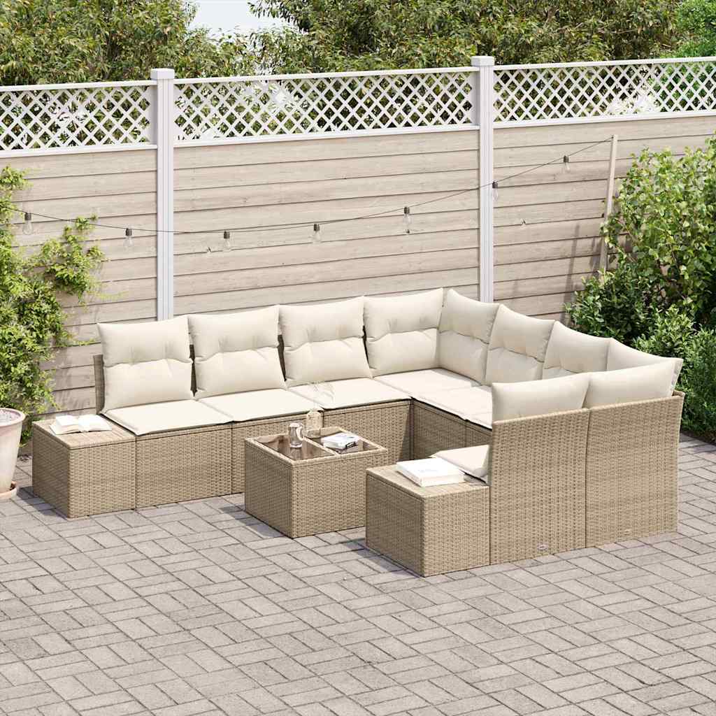 Set Divano da Giardino 9 pcs Beige e Crema 55 x 55 x 37 cm - homemem39