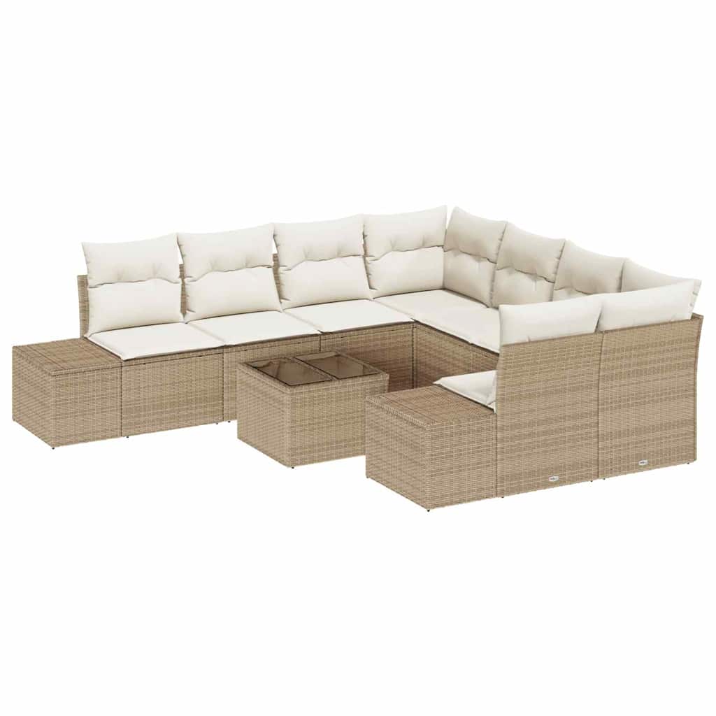 Set Divano da Giardino 9 pcs Beige e Crema 55 x 55 x 37 cm - homemem39