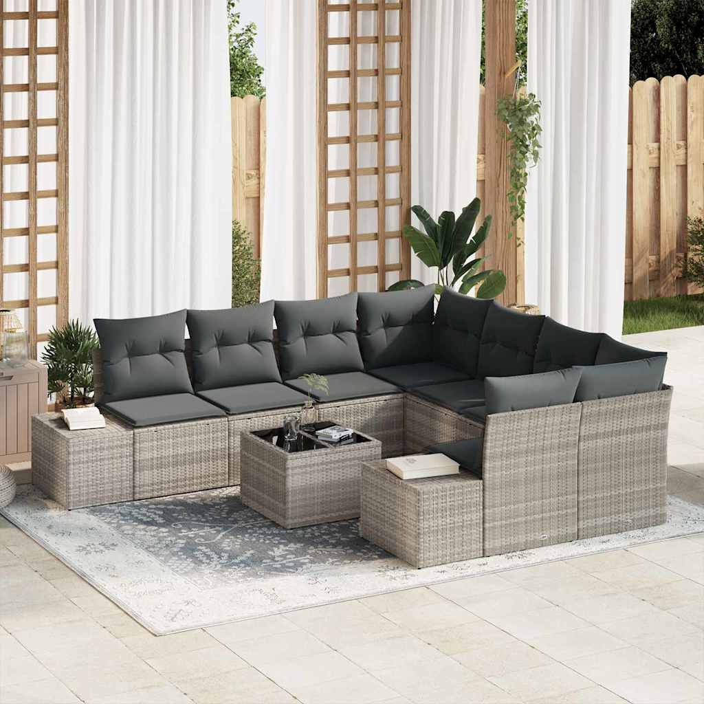 Set Divano da Giardino 9 pcs Grigio chiaro e grigio scuro - homemem39
