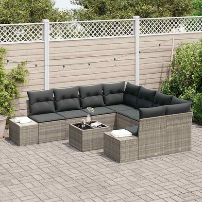 Set Divano da Giardino 9 pcs Grigio chiaro e grigio scuro - homemem39