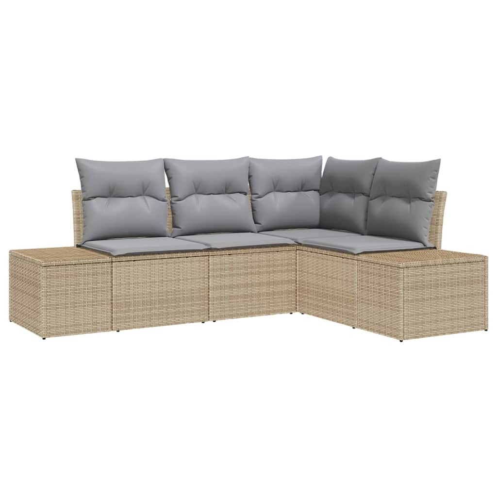 Set Divano da Giardino 4 pcs Beige e Grigio Chiaro polyrattan