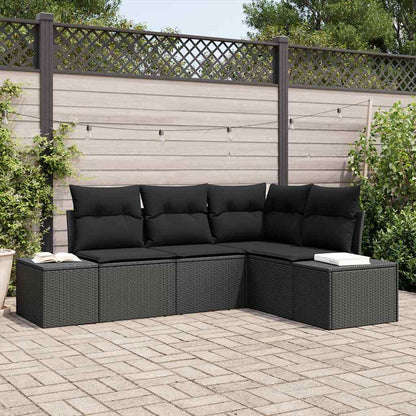 Set Divano da Giardino con archiviazione 4 pcs Nero polyrattan | homemem39