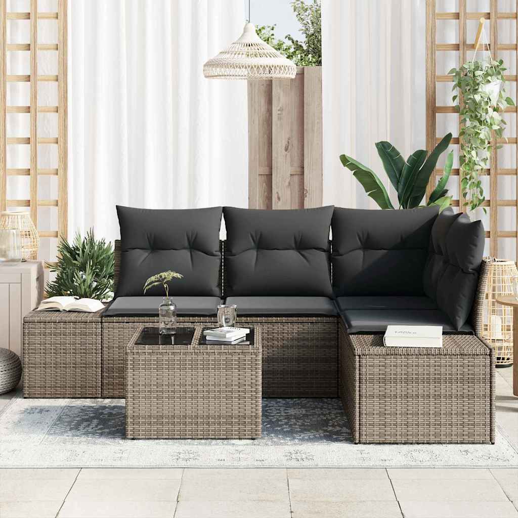 Set Divano da Giardino Grigio chiaro polyrattan