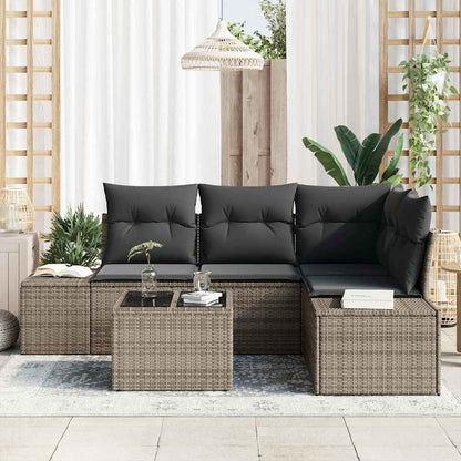 Set Divano da Giardino Grigio chiaro polyrattan