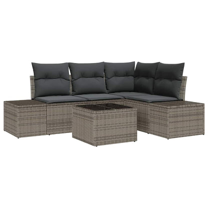 Set Divano da Giardino Grigio chiaro polyrattan