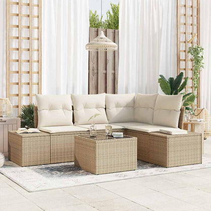 Set Divano da Giardino con cuscino 5 pcs Beige e Crema - homemem39