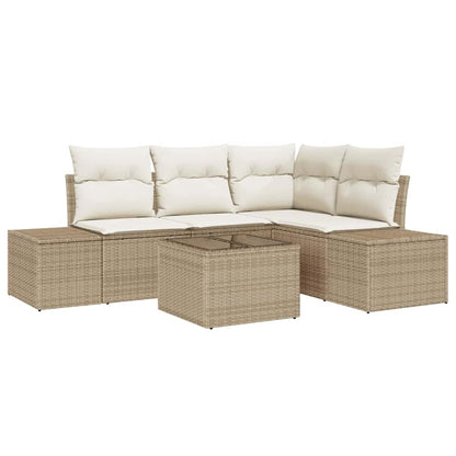 Set Divano da Giardino con cuscino 5 pcs Beige e Crema - homemem39