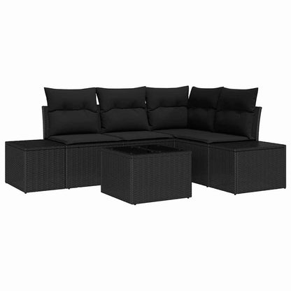 Set Divano da Giardino con archiviazione Nero polyrattan | homemem39