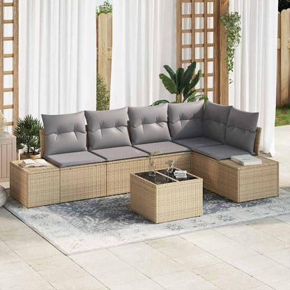 Set Divano da Giardino con cuscino 6 pcs Beige e Grigio Chiaro - homemem39