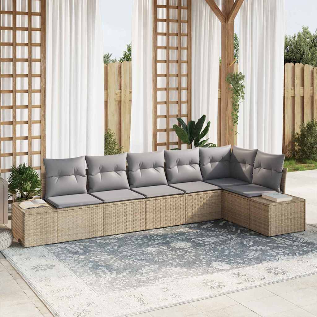 Set Divano da Giardino con cuscino 6 pcs Beige e Grigio Chiaro - homemem39