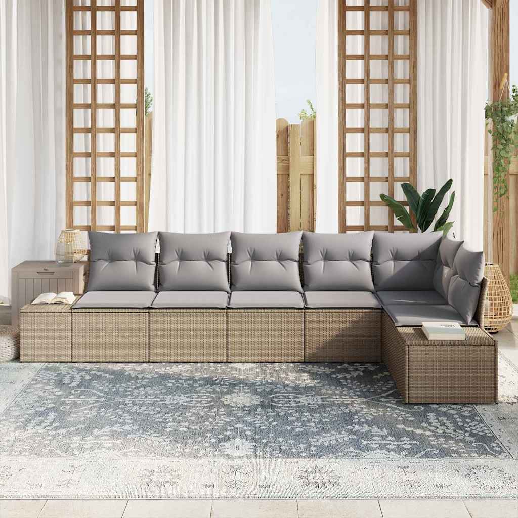 Set Divano da Giardino con cuscino 6 pcs Beige e Grigio Chiaro - homemem39