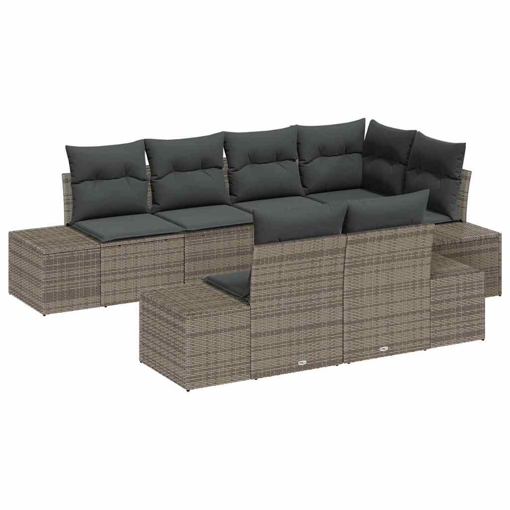Set Divano da Giardino 7 pcs Grigio polyrattan | homemem39