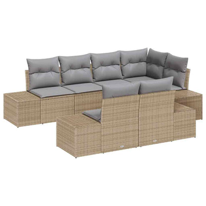Set Divano da Giardino 7 pz Beige e Grigio Chiaro polyrattan