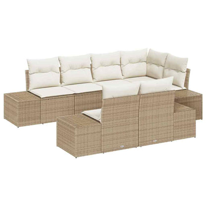Set Divano da Giardino 7 pz Beige e Crema polyrattan