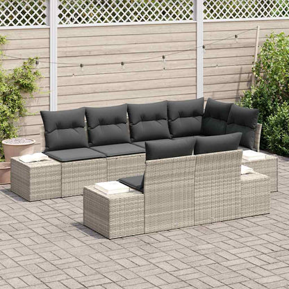 Set Divano da Giardino 7 pz Grigio chiaro polyrattan