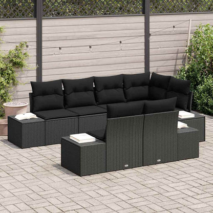 Set Divano da Giardino 7 pz Nero polyrattan