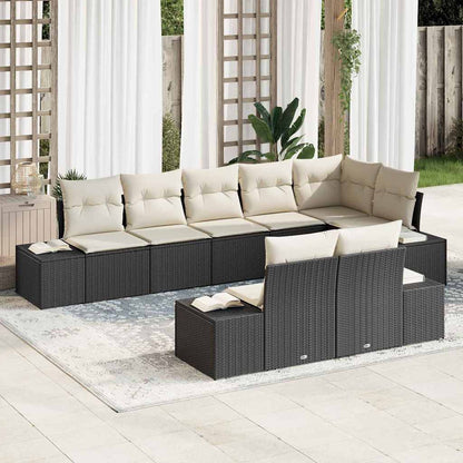 Set Divano da Giardino 8 pcs Nero e crema 319 x 154 x 85 cm - homemem39