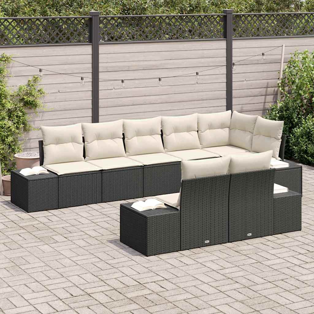 Set Divano da Giardino 8 pcs Nero e crema 319 x 154 x 85 cm - homemem39