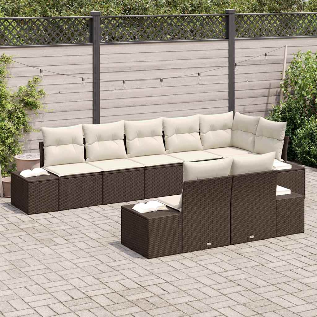 Set Divano da Giardino 8 pcs Marrone e crema 319 x 154 x 85 cm - homemem39