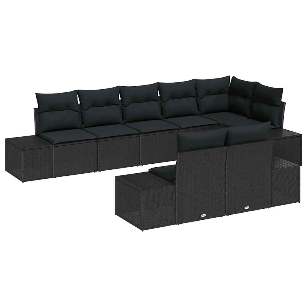 Set Divano da Giardino con archiviazione 8 pcs Nero Poly Rattan | homemem39