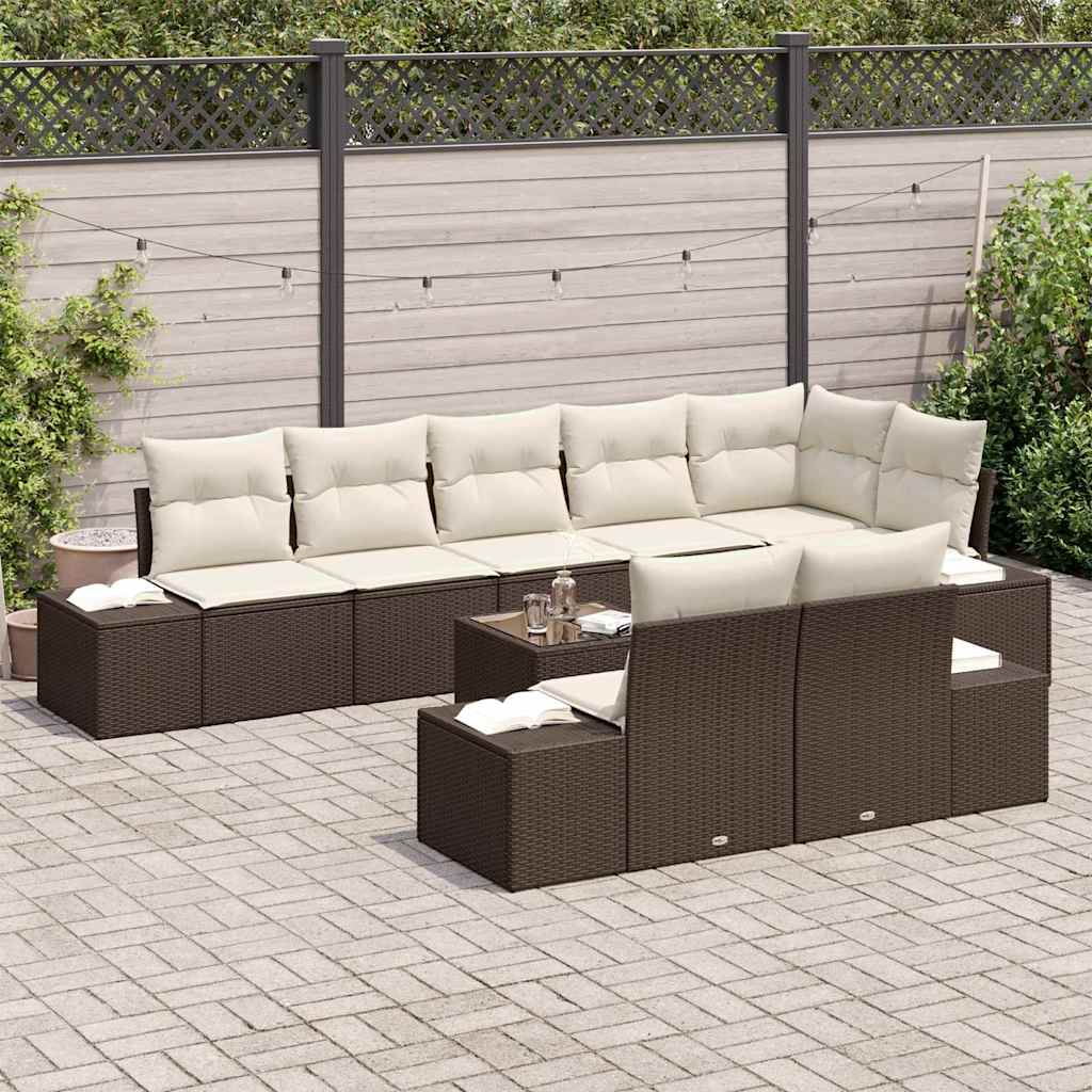 Set Divano da Giardino 9 pcs Marrone e crema 319 x 154 x 85 cm - homemem39
