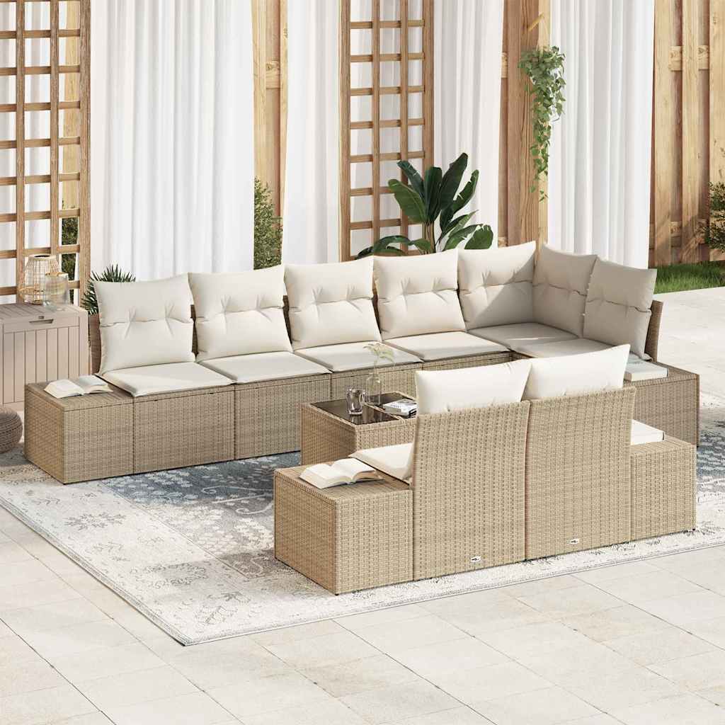 Set Divano da Giardino 9 pcs beige e panna 319 x 154 x 85 cm - homemem39