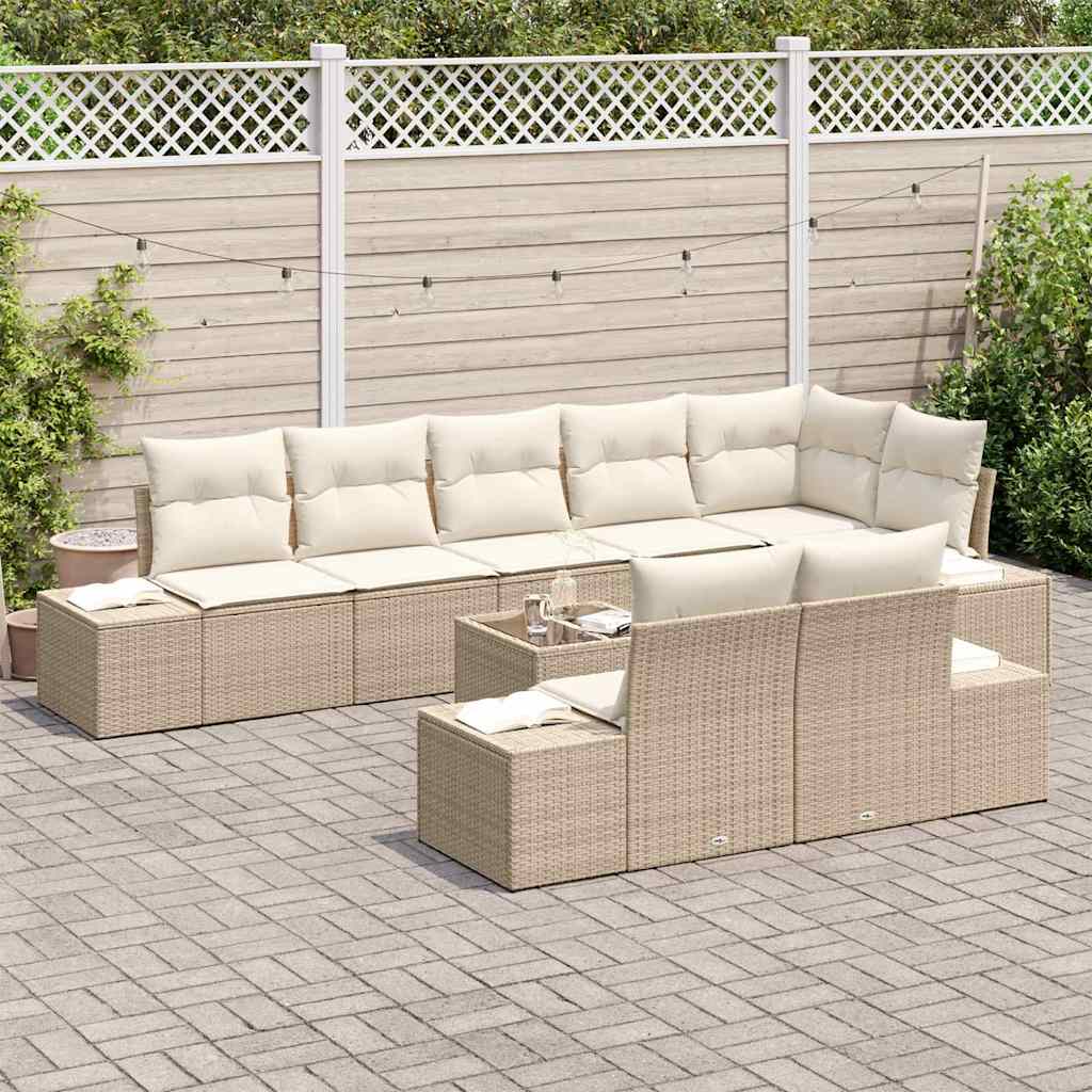 Set Divano da Giardino 9 pcs beige e panna 319 x 154 x 85 cm - homemem39
