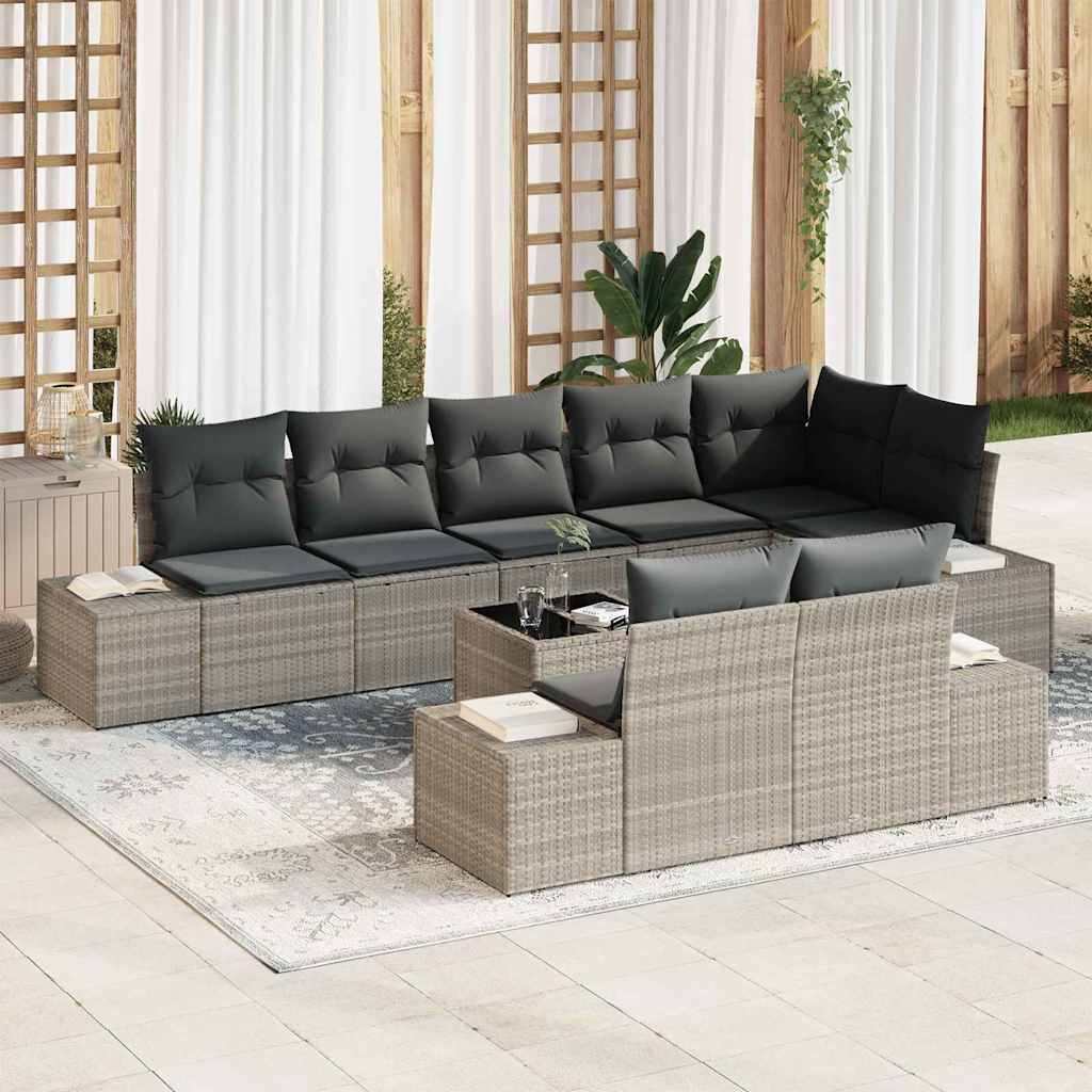Set Divano da Giardino 9 pcs Grigio chiaro 319 x 154 x 85 cm - homemem39