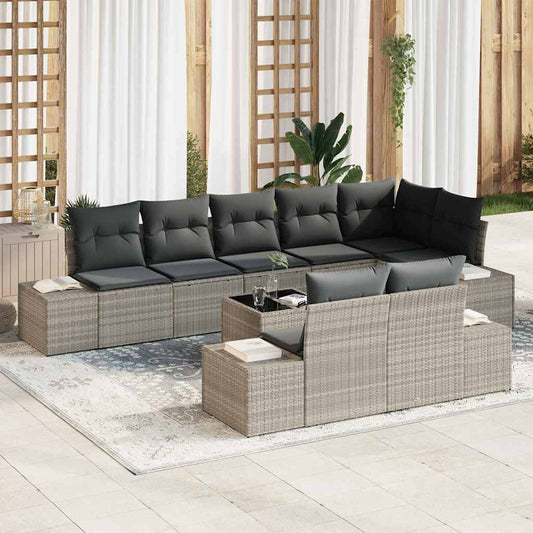 Set Divano da Giardino 9 pcs Grigio chiaro 319 x 154 x 85 cm - homemem39