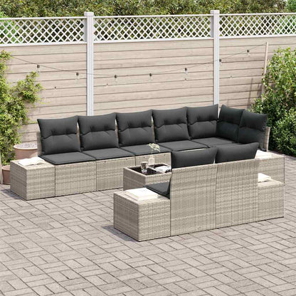 Set Divano da Giardino 9 pcs Grigio chiaro 319 x 154 x 85 cm - homemem39
