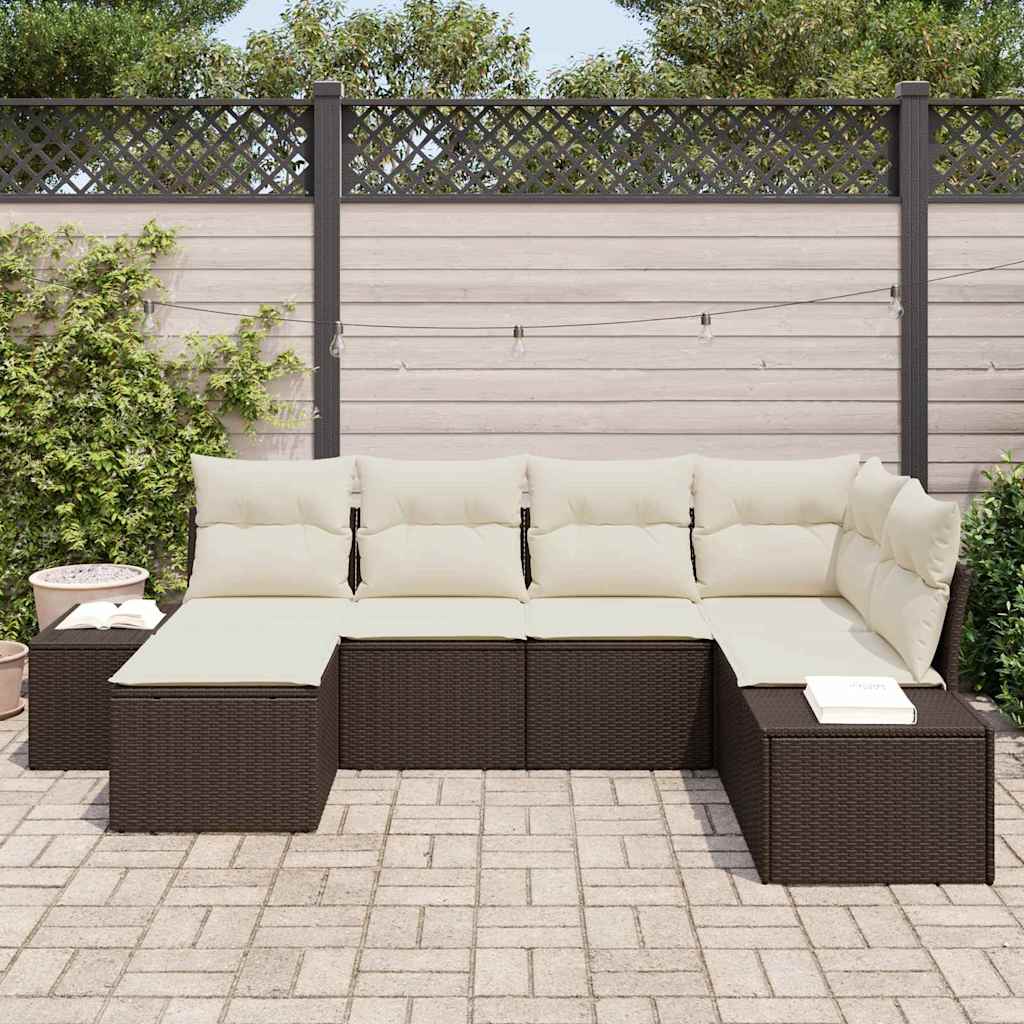 Set Divano da Giardino 6 pcs Marrone e crema 264 x 154 x 85 cm - homemem39