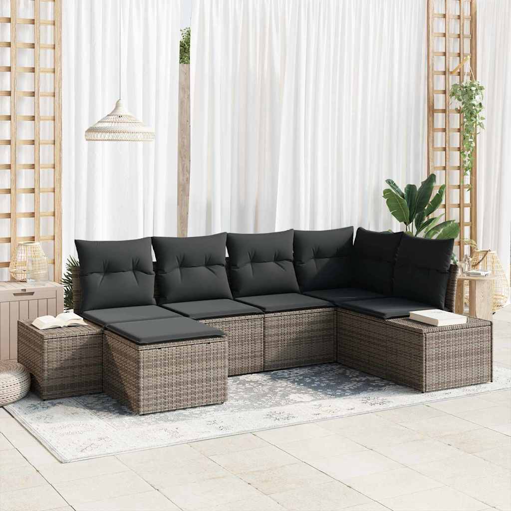 Set Divano da Giardino 6 pcs Grigio 264 x 154 x 85 cm - homemem39