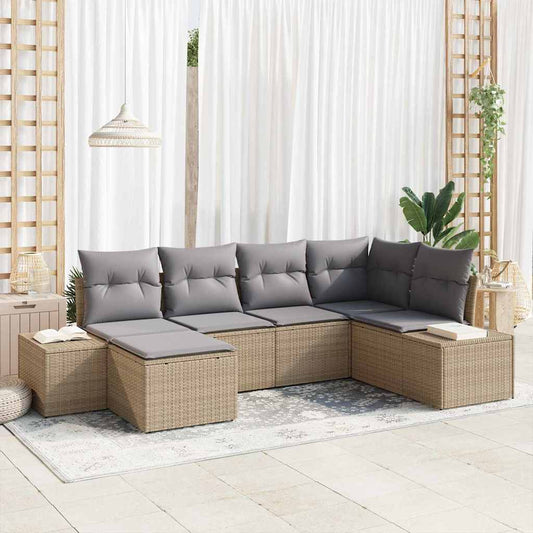 Set Divano da Giardino con cuscino 6 pcs beige e grigio chiaro - homemem39