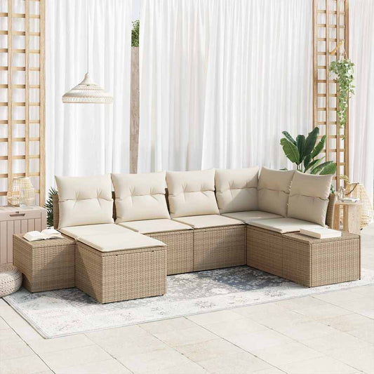 Set Divano da Giardino 6 pcs beige e panna 264 x 154 x 85 cm - homemem39
