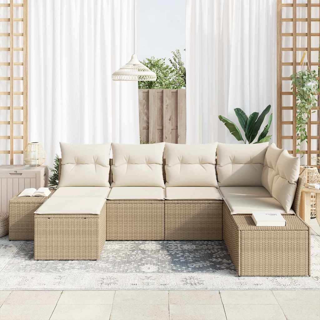 Set Divano da Giardino 6 pcs beige e panna 264 x 154 x 85 cm - homemem39