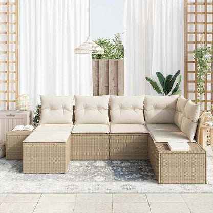 Set Divano da Giardino 6 pcs beige e panna 264 x 154 x 85 cm - homemem39