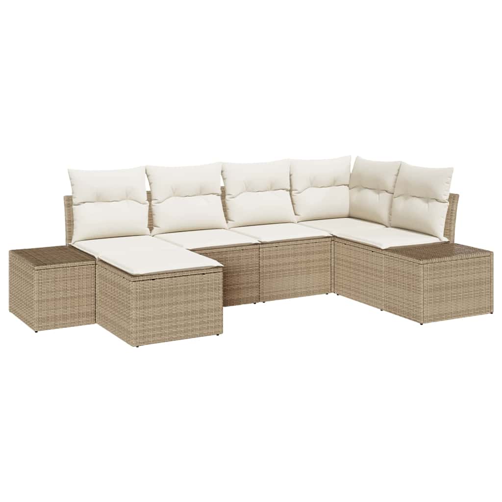 Set Divano da Giardino 6 pcs beige e panna 264 x 154 x 85 cm - homemem39