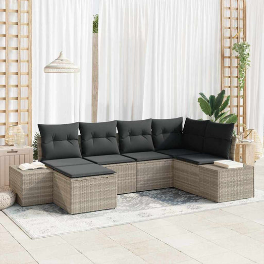 Set Divano da Giardino 6 pcs Grigio chiaro 264 x 154 x 85 cm - homemem39