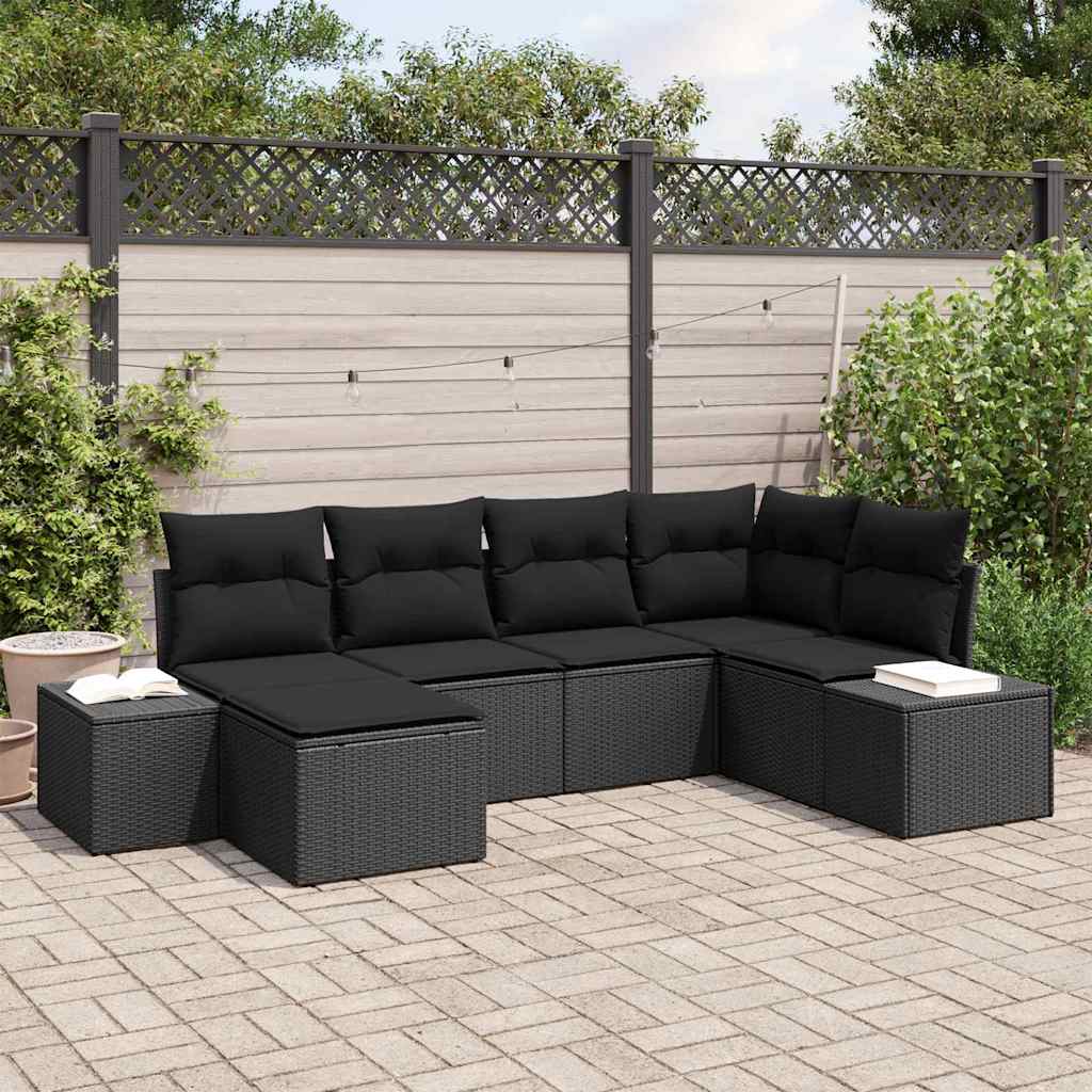 Set Divano da Giardino 6 pcs Nero 264 x 154 x 85 cm Poly Rattan - homemem39