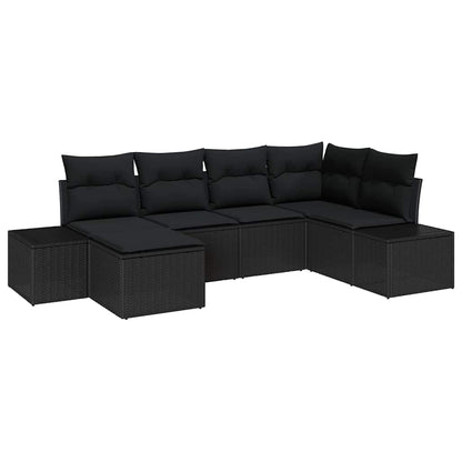 Set Divano da Giardino 6 pcs Nero 264 x 154 x 85 cm Poly Rattan - homemem39