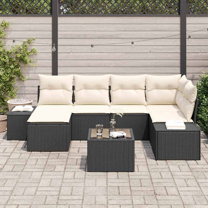 Set Divano da Giardino 7 pcs Nero e crema 264 x 154 x 85 cm - homemem39