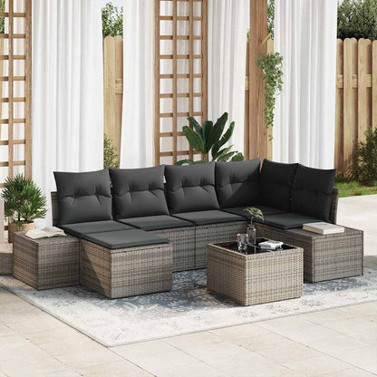 Set Divano da Giardino 7 pcs Grigio 264 x 154 x 85 cm - homemem39