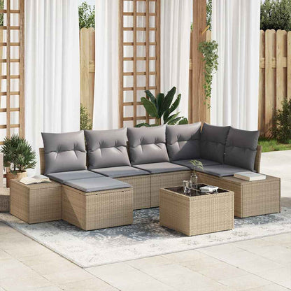 Set Divano da Giardino con cuscino 7 pcs beige e grigio chiaro - homemem39