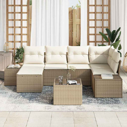 Set Divano da Giardino 7 pcs beige e panna 264 x 154 x 85 cm - homemem39