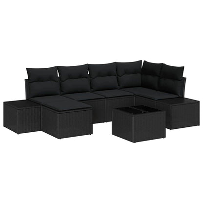 Set Divano da Giardino 7 pcs Nero 264 x 154 x 85 cm Poly Rattan - homemem39