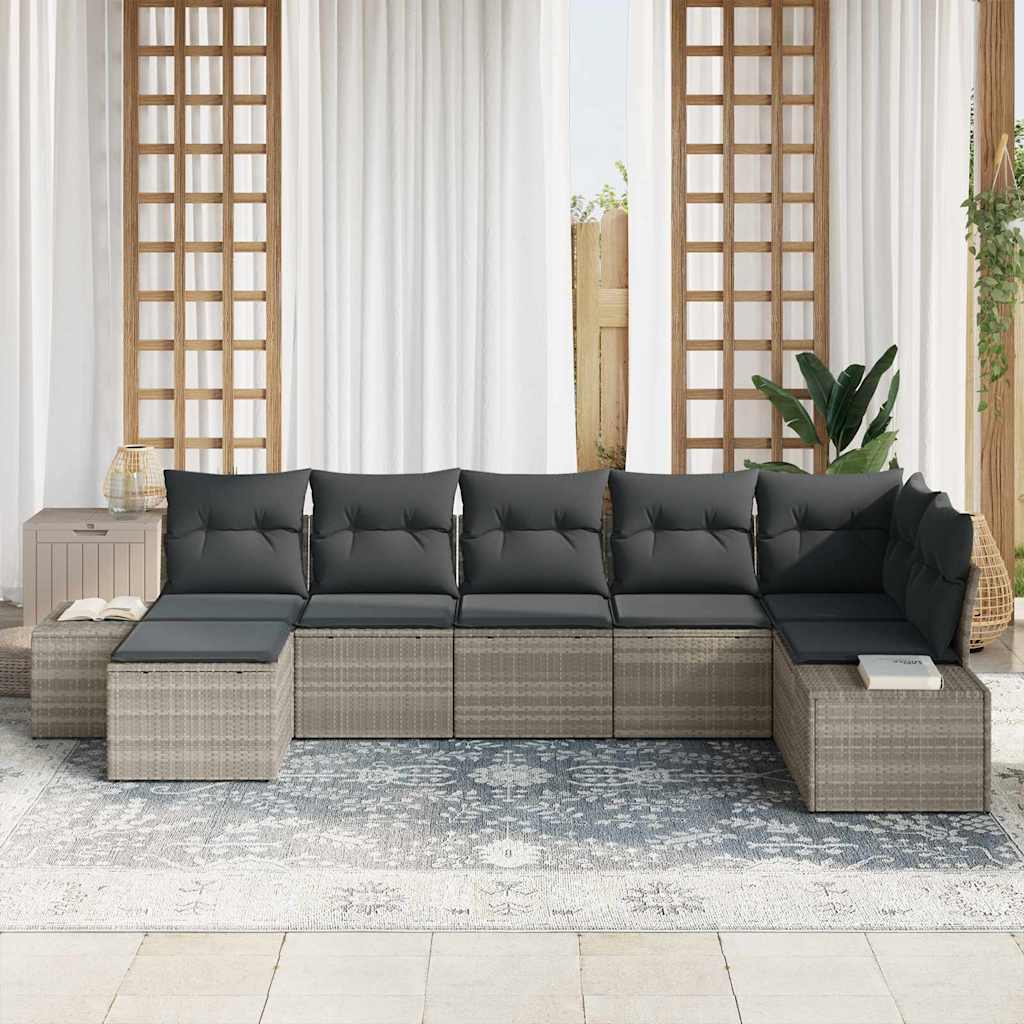 Set Divano da Giardino 7 pcs Grigio chiaro polyrattan | homemem39