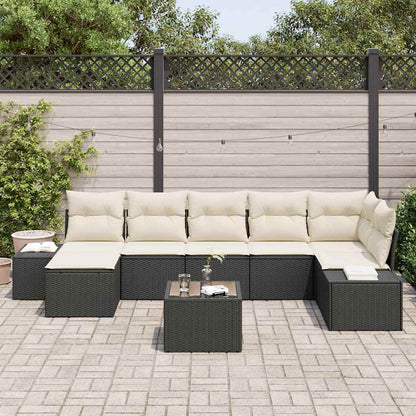 Set Divano da Giardino con cuscino 7 pcs Nero polyrattan | homemem39
